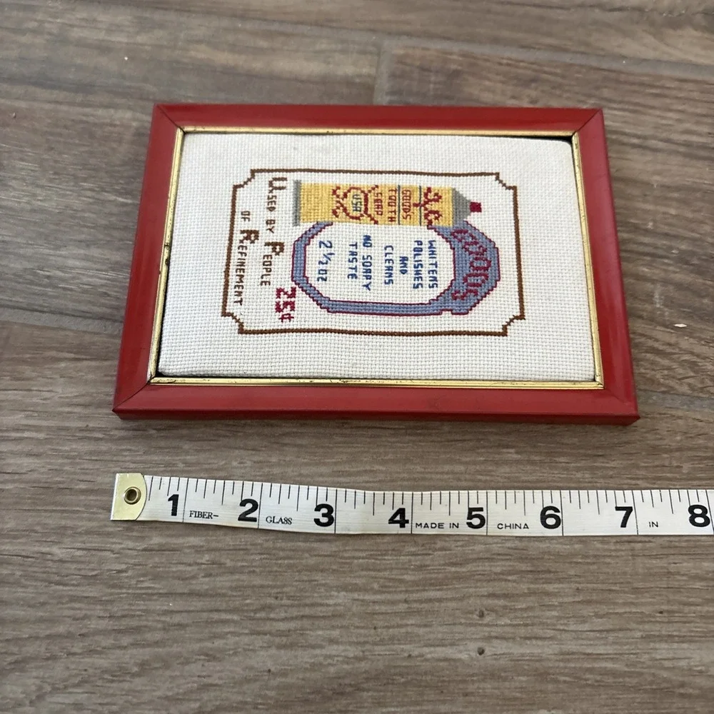 Vintage Reliance Industries Frame with Good's Tooth Soap‎ Cross Stitch Picture